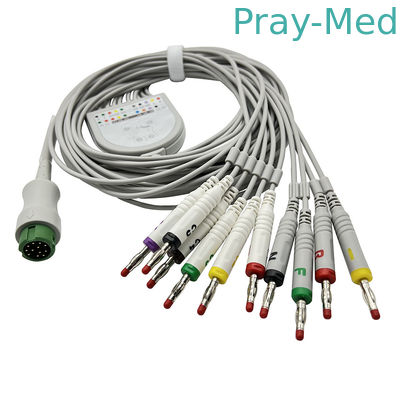 comprar el ECG de Biocare de 10 alambres de ventaja telegrafía la chaqueta gris de los 3.6m TPU con el conector del plátano 4,0 Fabricación en línea