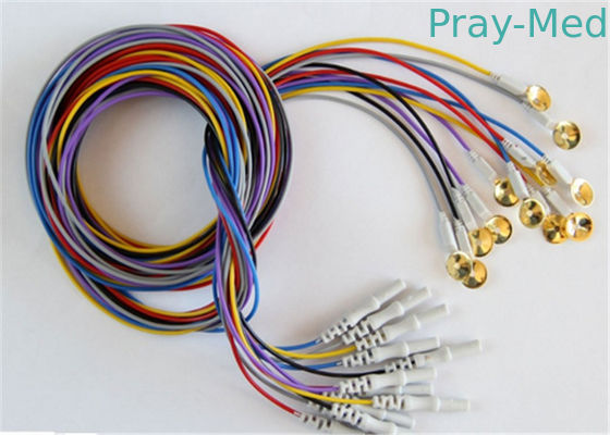 comprar Cables coloridos de EEG con la astilla que platea los electrodos de la taza que protegen el alambre opcional Fabricación en línea