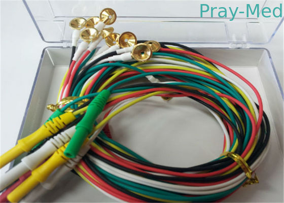 comprar cables del 1.5m TPU EEG con el conector de los electrodos 2.0m m del cobre del chapado en oro Fabricación en línea
