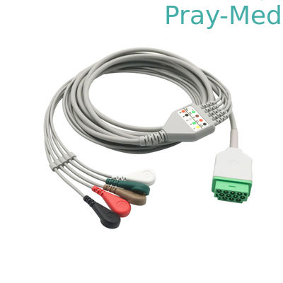 comprar Recorder de GE Marqutte Holter reutilizable para uso médico integrado con 5 cables de plomo, cable ECG con snap. Fabricación en línea