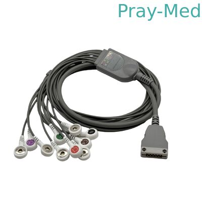 comprar Cable paciente del conductor de cobre ECG, ventaja del cable 10/12 de TPU ECG Holter con la broche Fabricación en línea