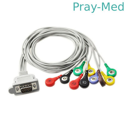 comprar ECG paciente Holter Cable Snap Plug de la ventaja del cable 10 de TPU los 90cm ECG Fabricación en línea
