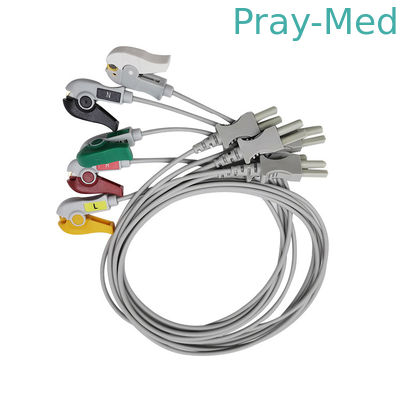 comprar Gris los 0.9m de la chaqueta de la broche/del clip TPU del Leadwire de la ventaja ECG de Spacelabs 5 700-0007-08 700-0006-08 Fabricación en línea