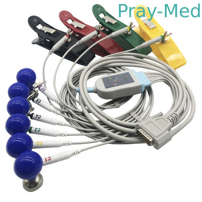 comprar Cable del ECG de la ventaja ECG de Nihon 10 con los electrodos de la abrazadera del miembro de la succión del pecho Fabricación en línea
