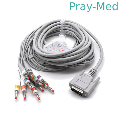 comprar Nihon Kohden 10/12 lleva el cable del ECG con el capturador/el plátano del resistor los 3m/10ft Fabricación en línea