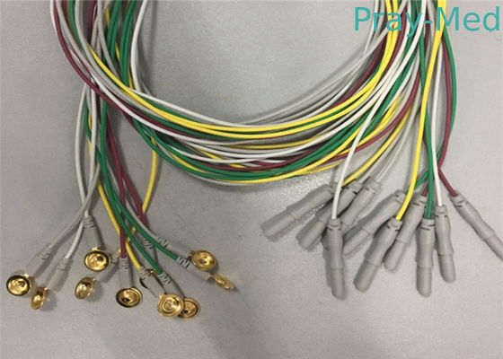 Los electrodos plateados de oro EEG telegrafían el material del cable de la longitud TPU del 1.2m/del 1.5m