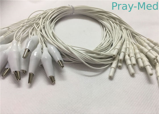 Cable de los electrodos de la taza de Eeg del estilo del dinar 2,0, cable de las ventajas de Eeg del cocodrilo del 1.2m