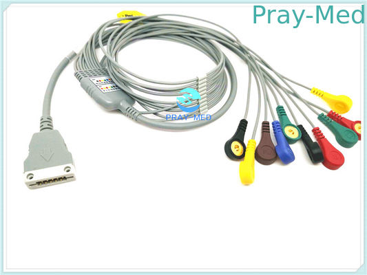 Cable paciente del conductor de cobre ECG, ventaja del cable 10/12 de TPU ECG Holter con la broche