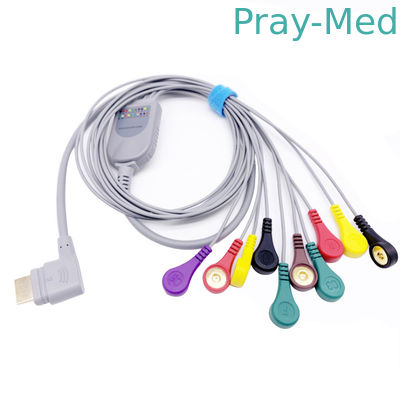 10 material médico del gris TPU de los cables de Holter Length el 1.1m ECG de la ventaja