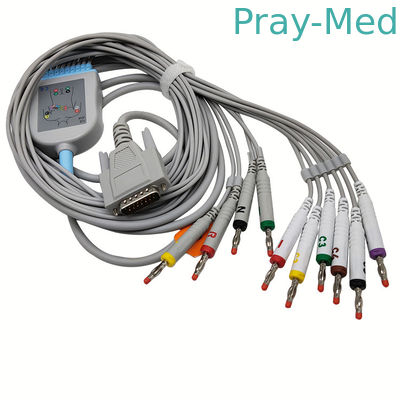 Conector gris del DB 15 de la ventaja del IEC 10 del cable AHA del ECG de la chaqueta los 3.6m de TPU