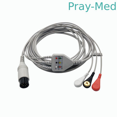Cable paciente de Mindray/de Goldway ECG, cable médico de 6 Pin Ecg con la broche/el capturador