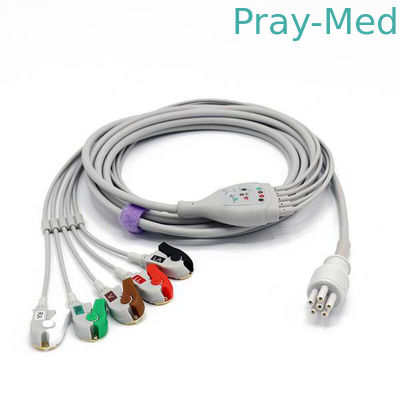 Conector paciente los 3.6m del agujero del diámetro 6 del cable 5.0m m de la ventaja ECG de Colin 5 de largo