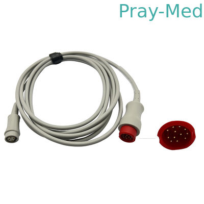 Mindray 12pin a las chaquetas de 3M Grey Latex Free TPU del cable del adaptador de 4pin IBP
